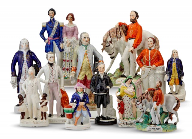 Twelve Staffordshire Pottery Figures or Figural Groups