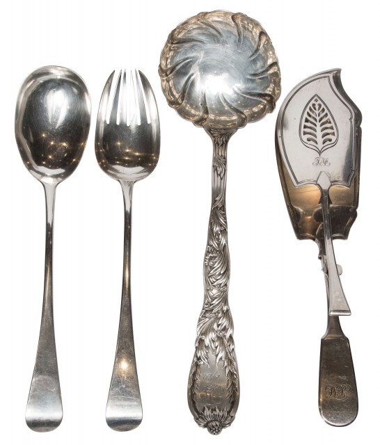 Group of Four American and English Sterling Silver Serving Pieces