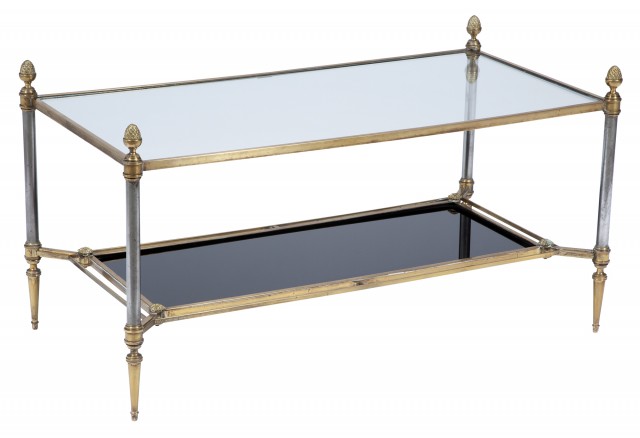 Chrome, Brass and Glass Low Table in the manner of Jansen