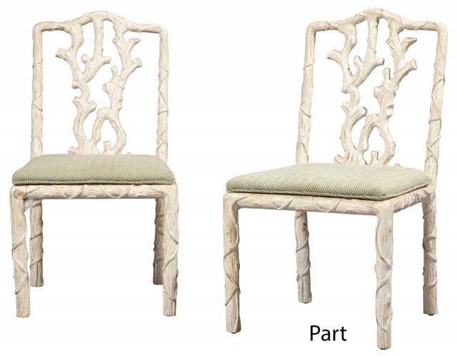 Set of Ten Painted Wood Faux Bois Dining Chairs