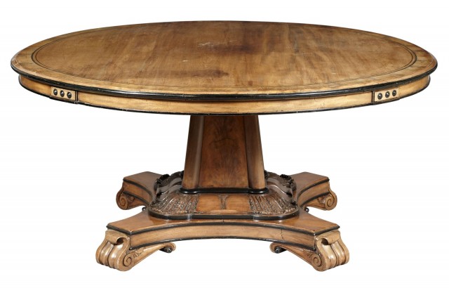 George IV Mahogany, Ebony-Inlaid and Part-Ebonized Center Table