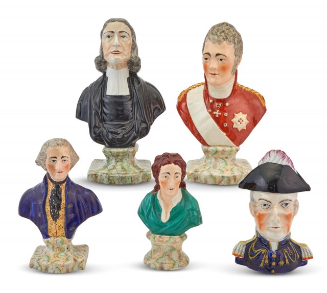 Four Staffordshire Busts