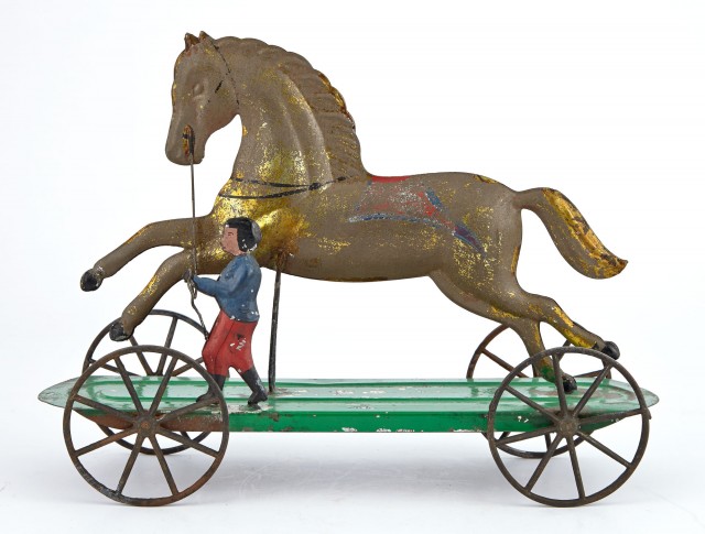 Horse and Trainer Tin Toy