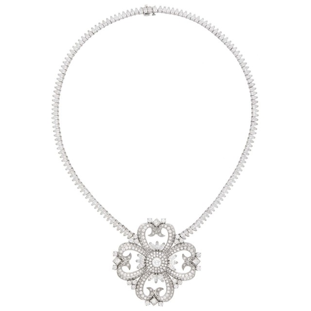 White Gold and Diamond Pendant-Necklace