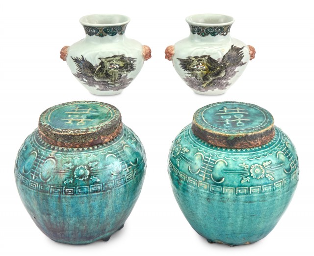 Two Pairs of Chinese Ceramic Vessels