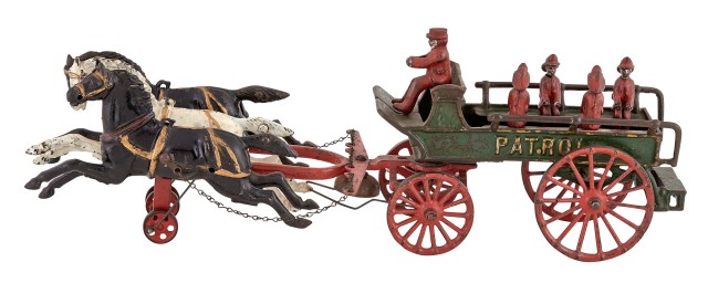 Patrol Wagon with Three Horses Cast Iron