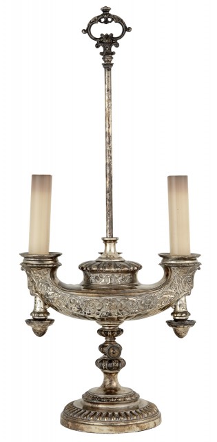 W. and W. Silver Plate Adjustable Table Lamp