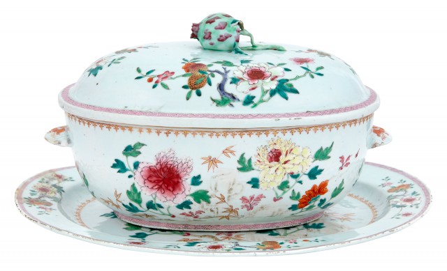 Chinese Export Famille Rose Porcelain Soup Tureen