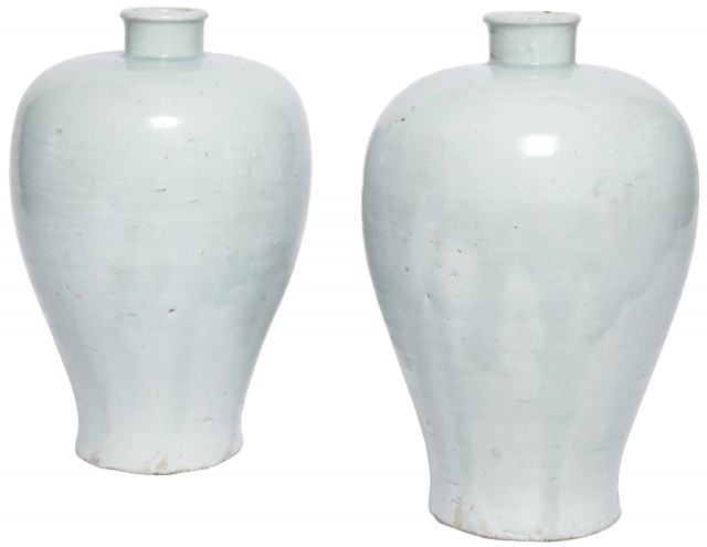 Two Exceptionally Rare Chinese Glazed Qingbai Ware Vases