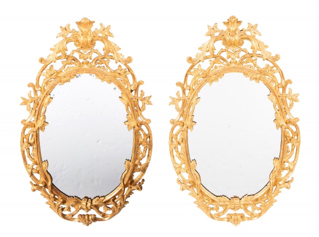 Pair of Louis XV Style Giltwood Mirrors
