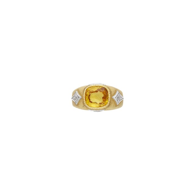 Mario Buccellati Two-Color Gold, Yellow Sapphire and Diamond Ring