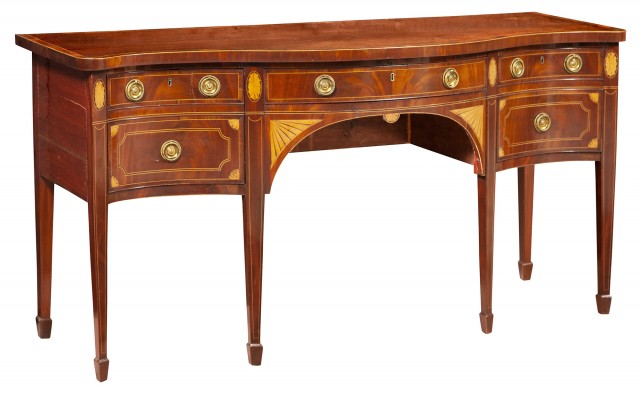 George III Satinwood Inlaid Mahogany Sideboard