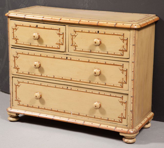 Victorian Faux Bamboo-Painted Chest of Drawers