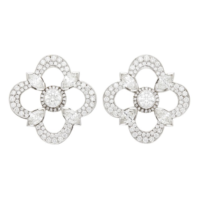 Pair of White Gold and Diamond Earclips