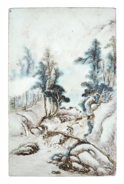 A Chinese Enameled Porcelain Plaque