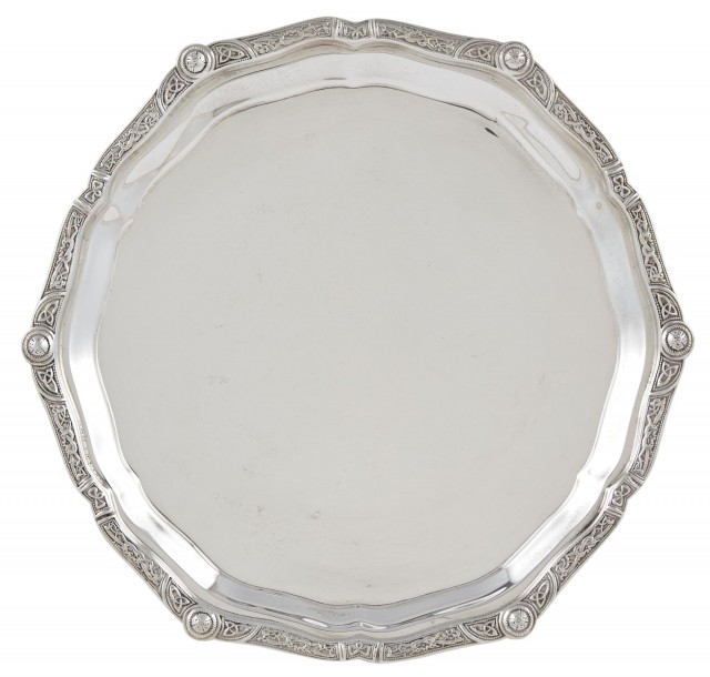 English Sterling Silver Celtic Revival Waiter