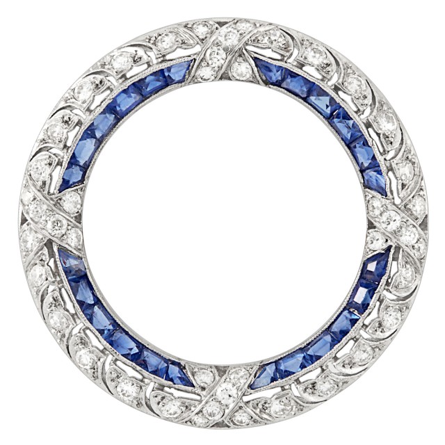 Edwardian Platinum, Diamond and Sapphire Circle Pin, Tiffany and Co.
