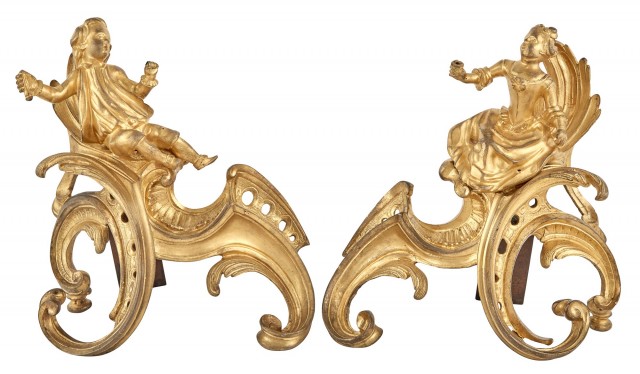 Pair of Louis XV Ormolu Chenets