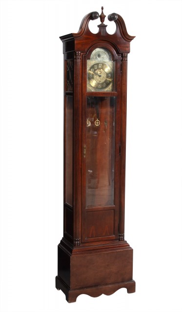 Howard Miller Chippendale Style Mahogany Tall Case Clock