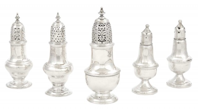 Assembled Set of Three George II Sterling Silver Casters