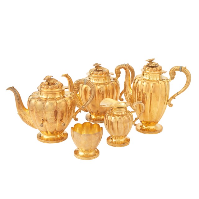 Mexican Sterling Silver-Gilt Tea Service