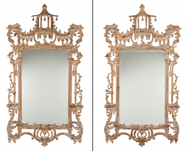 Pair of George III Style Painted Wood Mirrors