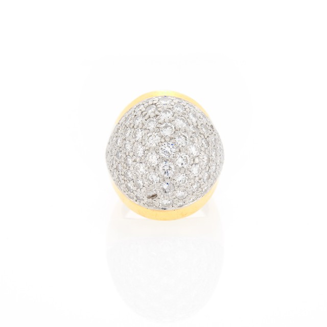 Two-Color Gold and Diamond Dome Ring