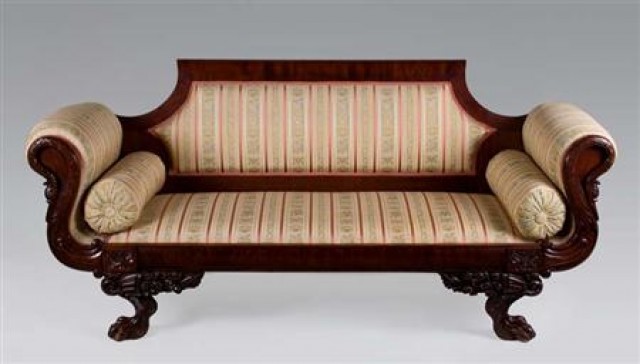 Classical Mahogany Upholstered Settee