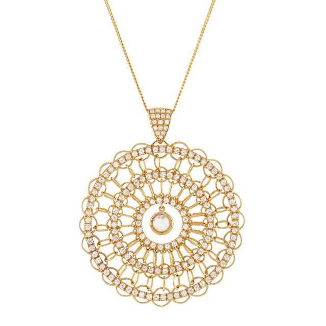 Gold and Diamond Pendant with Chain