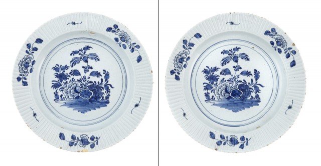 Pair of Continental Blue and White Faience Chargers