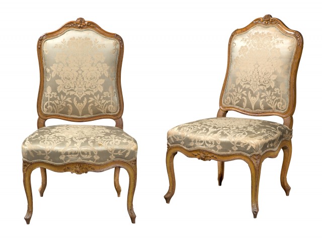 Pair of Louis XV Painted Chaises à la Reine