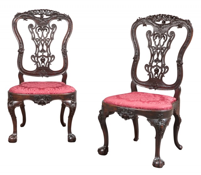 Pair of Portuguese Rococo Walnut Side Chairs