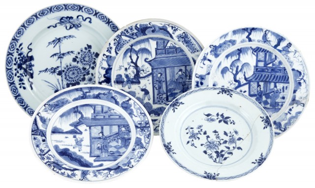 Three Similar Chinese Blue and White Porcelain Plates