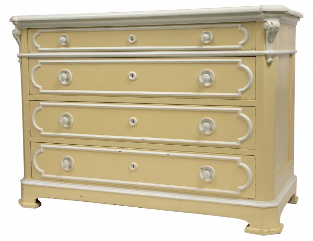 Continental Style Yellow Painted Chest of Drawers
