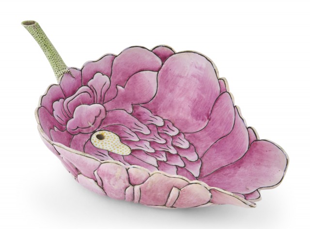 A Chinese Enameled Lotus-Form Water Dropper