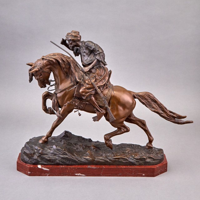Bronze Group of an Arab Hunter on Horseback