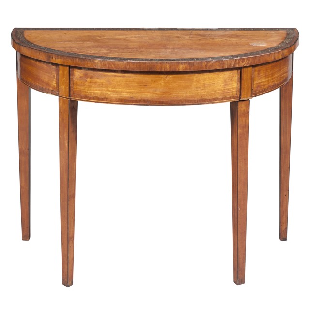 George III Inlaid Satinwood and Paint-Decorated Pier Table