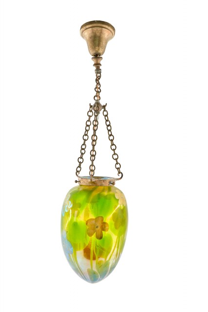 Tiffany Studios Moorish Style Silvered Bronze and Hand-Blown Favrile Millefiore Glass Stalactite Lighting Fixture