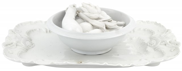 Group of White Glazed Ceramic Porcelain Articles