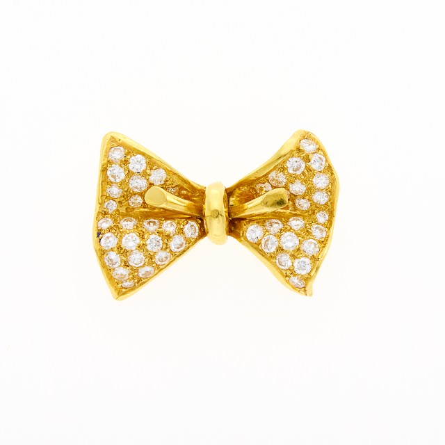 Gold and Diamond Bow Pendant-Pin