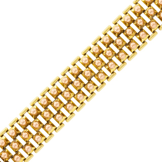 Wide Two-Color Gold Bracelet
