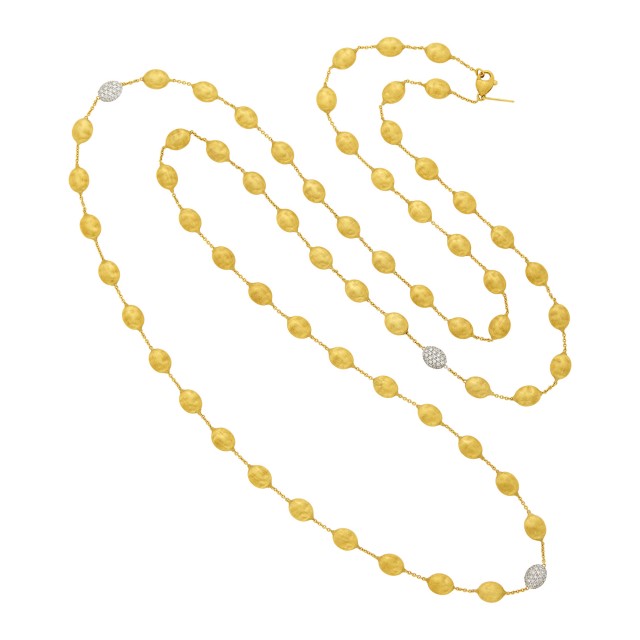 Marco Bicego Long Two-Color Gold and Diamond Chain Necklace