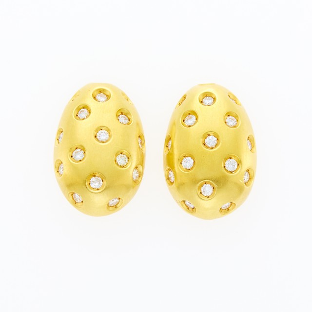 Pair of Gold and Diamond Earclips
