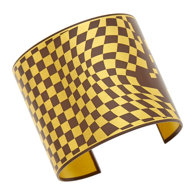 Tiffany and Co. Gold and Iron Damascene Checkered Cuff Bracelet