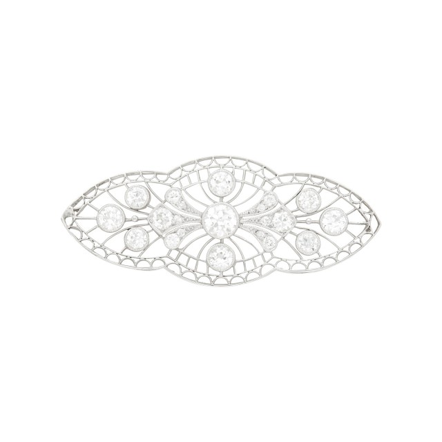 Platinum, White Gold and Diamond Filigree Barrette