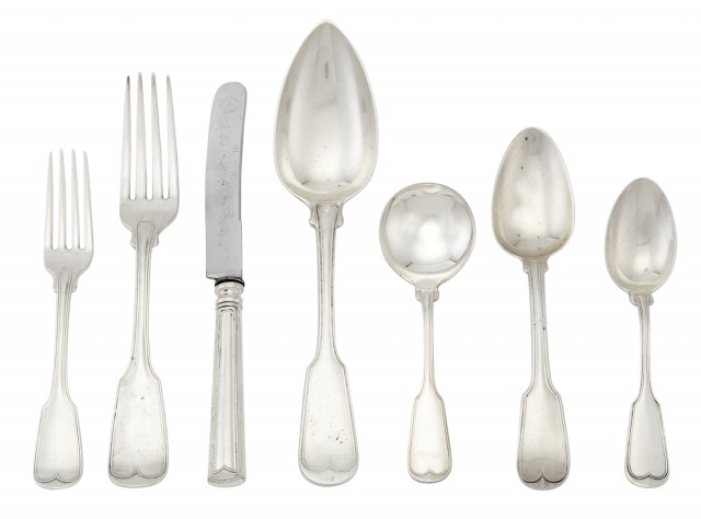 Assembled American and Russian Silver Flatware Service
