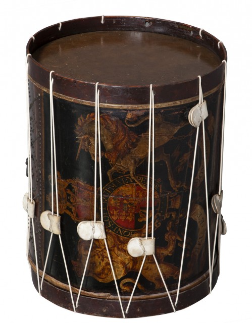 Leather and Wood Drum-Form Side Table