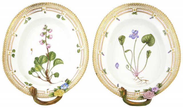 Two Royal Copenhagen Porcelain 'Flora Danica' Dishes