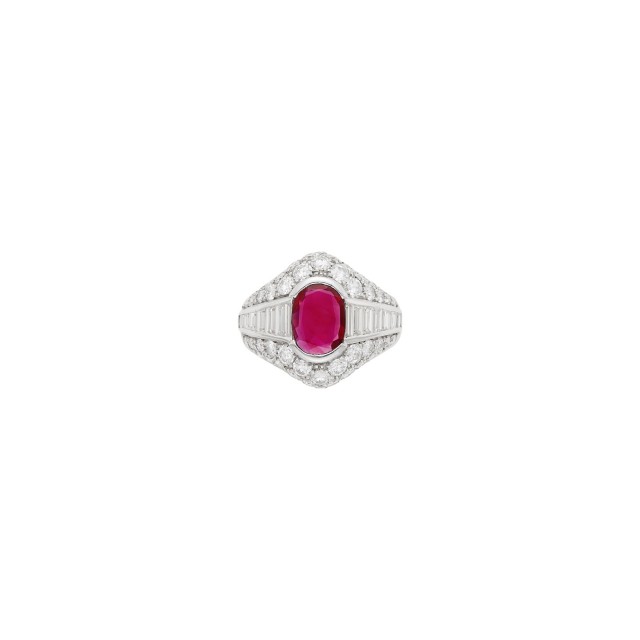 Platinum, Ruby and Diamond Ring