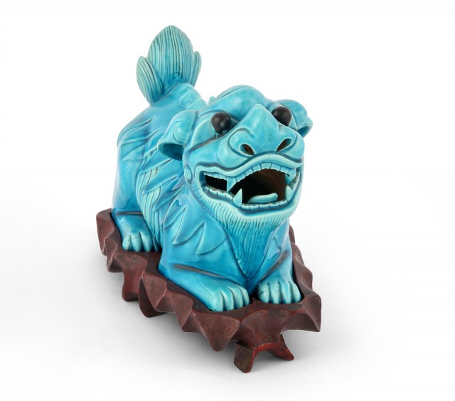 Chinese Turquoise Glazed Porcelain Fu Lion